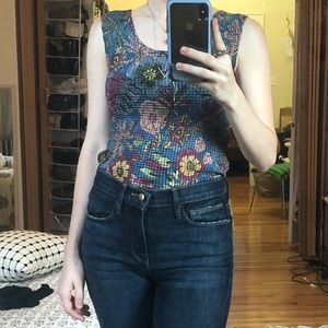 Vintage 90’s Dark Floral Scrunch Tank